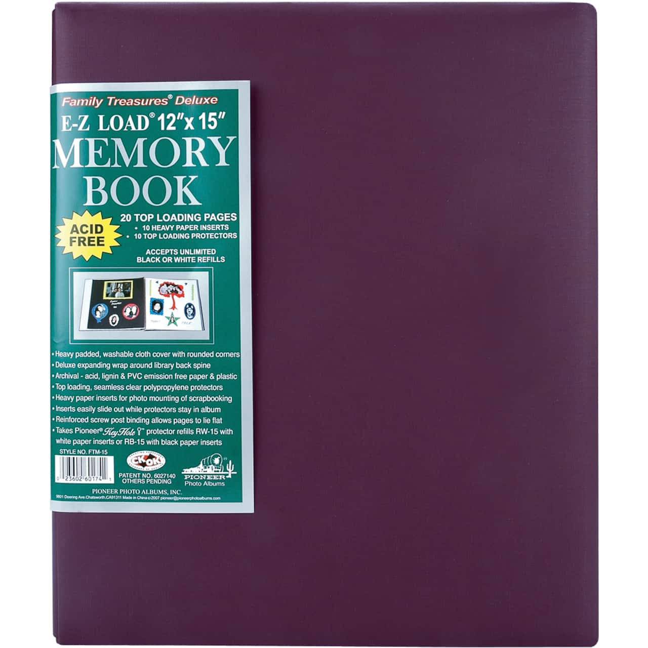 Pioneer® Family Treasures® Deluxe Fabric Post Bound Album, 12" x 15"
